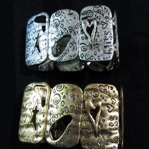 [2]  Metal Stretch Bracelet - 1 Silver in color - &  1 Goldish color Both New